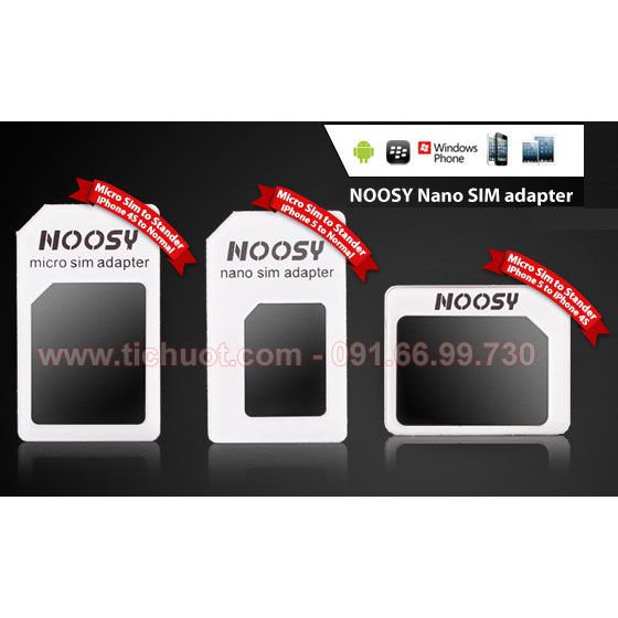 Bộ chuyển đổi SIM Noosy MicroSIM NanoSIM Adapter (Vỉ 3c=19k)