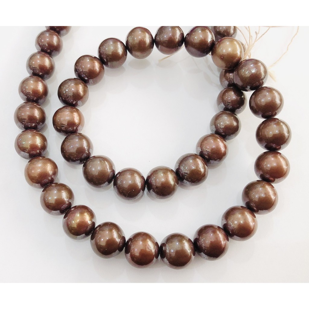 Dây nguyên liệu hạt trai nước ngọt màu nâu 9-10mm độ sáng 3A