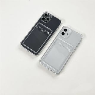 Ốp Điện Thoại Mềm Trong Suốt Đơn Giản Có Ngăn Đựng Thẻ Cho Apple Iphone 14 13 12promax 11 X xr Xsmax 78Plus