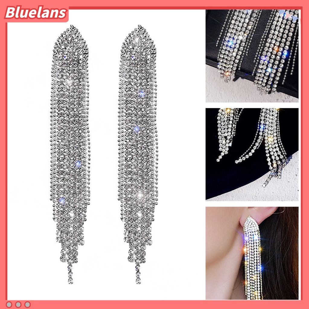 1 Đôi Bông Tai Tua Rua Đính Đá Lấp Lánh Thời Trang 48h