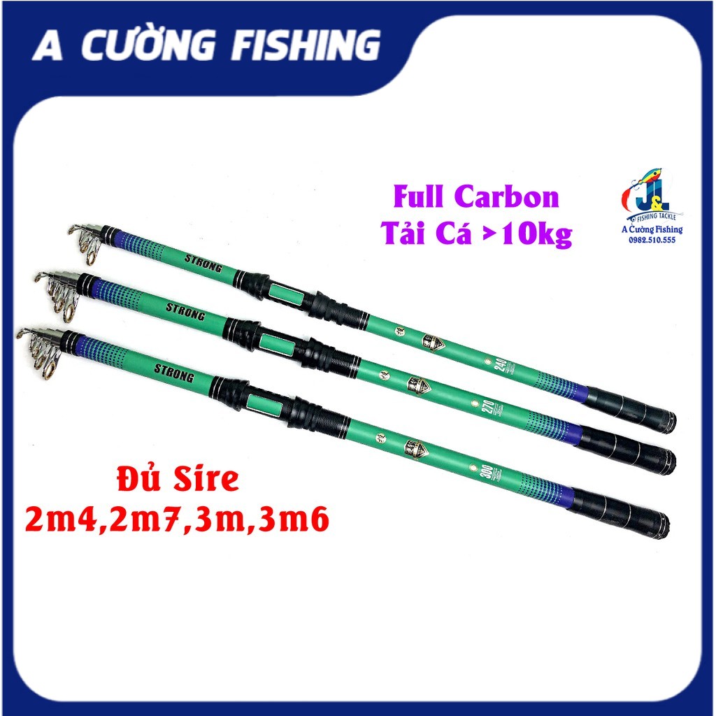 [Siêu Khỏe ] Cần Câu Máy Rút STRONG LW vàng đủ size  2m4 2m7 3m0 3m6 cacbon tải cá trên 10 kg