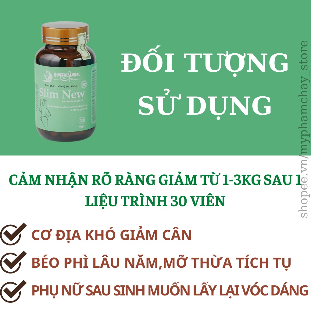 Giảm Cân An Toàn,Giảm Cân Cấp Tốc Slim New QUYÊN LARA 30 Viên[Giảm 3-6 kg sau 30 Ngày]Cam Kết Hiệu Quả Sau 1 Liệu Trình