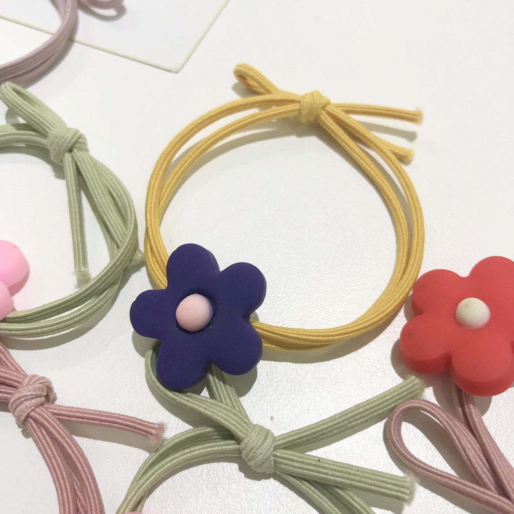 Dây buộc tóc hoa 5 cánh nhiều màu cột tóc cute