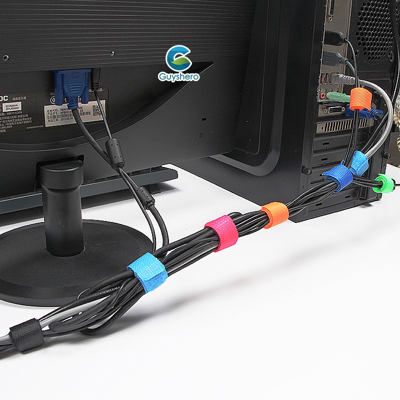 Dây buộc khóa dán GUYSHERO dùng sắp xếp dây cáp USB máy tính để bàn chỉnh được có thể tái sử dụng