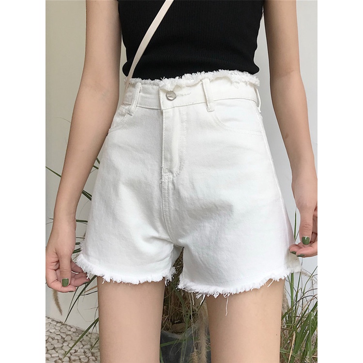 Quần Short Denim Lưng Cao Kiểu Retro Hàn Quốc Thời Trang Mùa Hè Cho Nữ