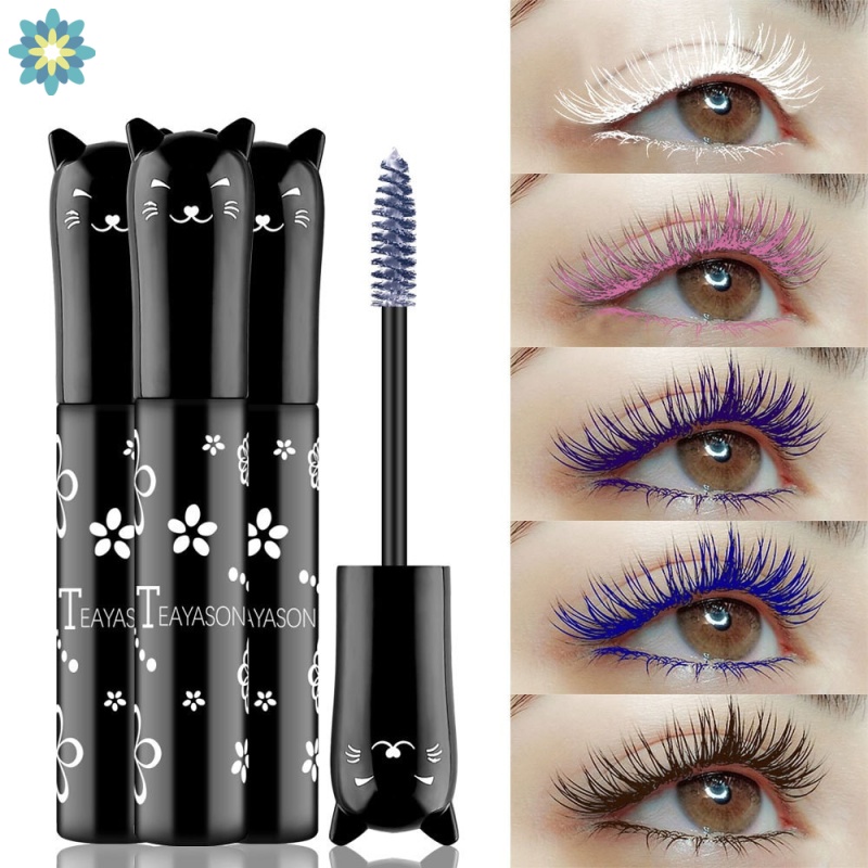 Mascara làm cong và dài lông mi chống nước nhanh khô màu xanh dương / tím / hồng / trắng / đen / cà phê