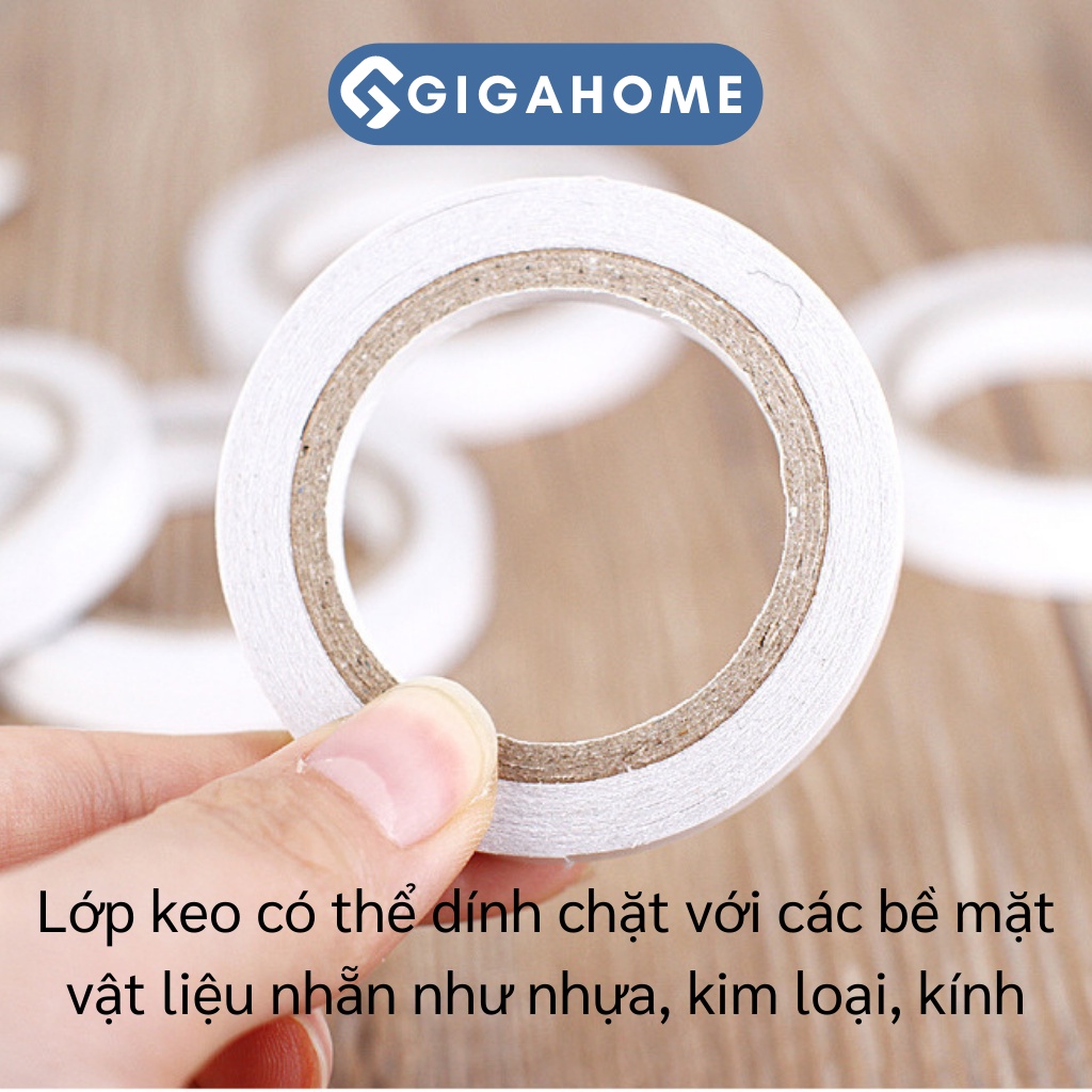 Cuộn Băng Keo 2 Mặt GIGAHOME 0.8cmx6m Siêu Bám Dính 6556