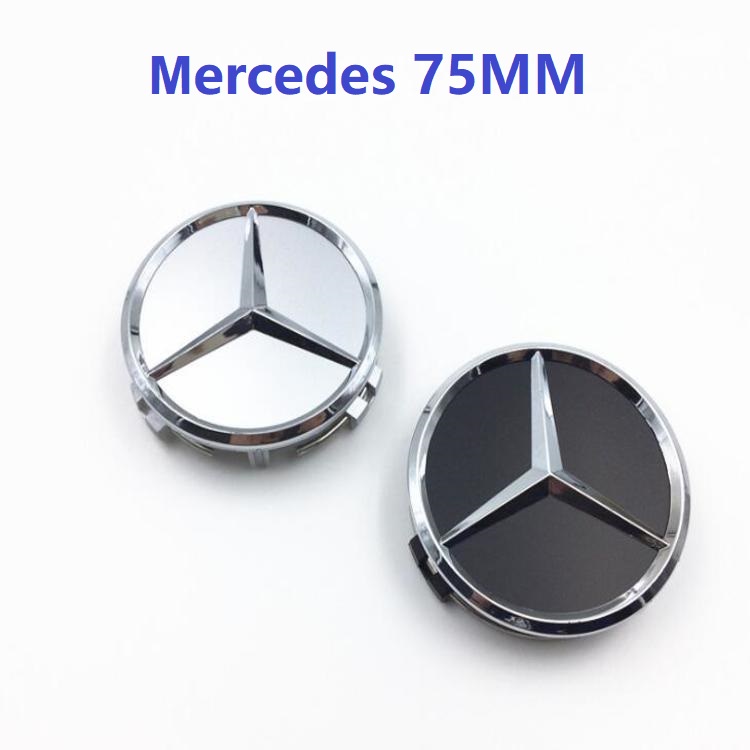 Logo chụp mâm, ốp lazang bánh xe ô tô Mercedes Benz đường kính 75MM