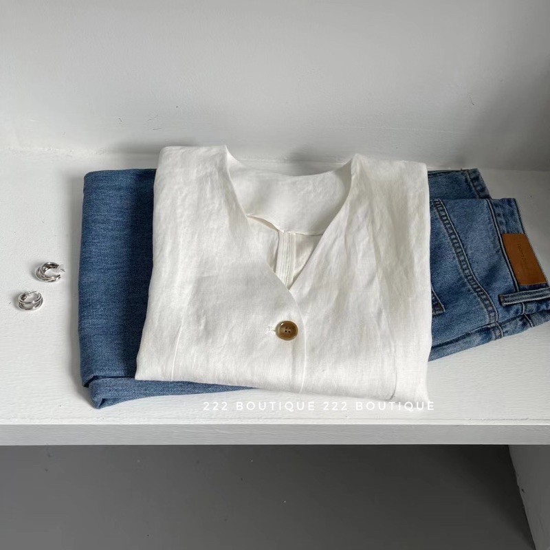 [Mã SR14MAY5 giảm 20K đơn 50K] Áo blazer cổ V linen HQ | BigBuy360 - bigbuy360.vn