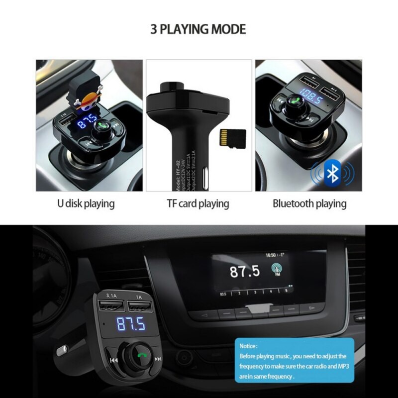 Tẩu Nghe Nhạc Bluetooth Kiêm Sạc Điện Thoại Đa Năng  Hyundai HY-82 (Hỗ trợ chơi nhạc thẻ nhớ và USB) Ken93