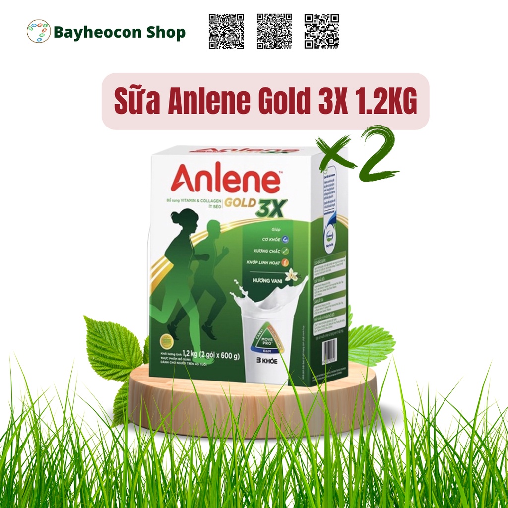 [Date 2023] Bộ 2 hộp Sữa Bột Anlene Gold Hương Vanilla 1,2kg