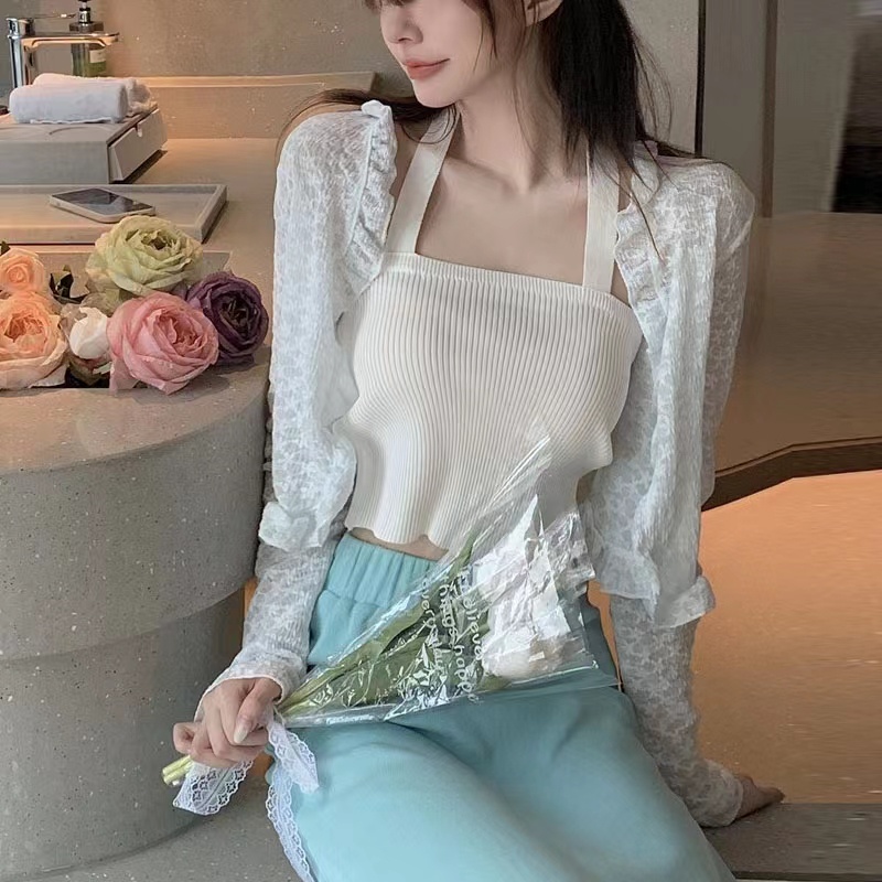 Áo Khoác Cardigan Ren Mỏng Dáng Ngắn Thời Trang Mùa Hè