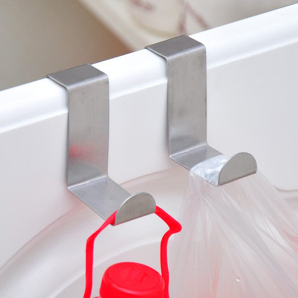 [CHOO] 2pcs Over Door Hooks Stainless Steel Cabinet Drawer Hanging Hooks Office Kitchen Towel Coat Hanger