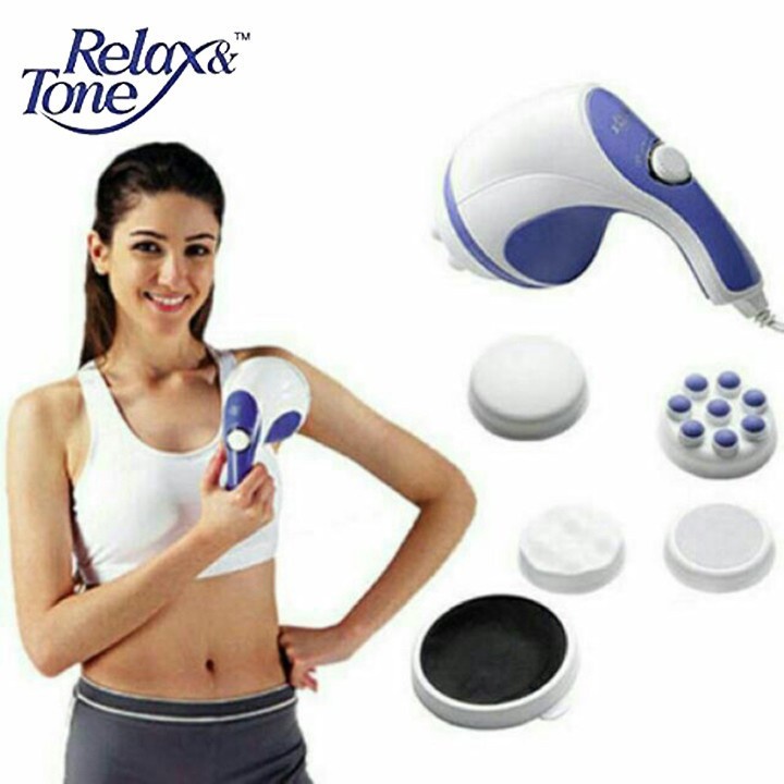 Máy Đánh Tan Mỡ Bụng Cầm Tay Relax &amp; Spin Tone, Tặng 5 đầu massage, giảm đau nhức, cải thiện vóc dáng hiệu quả - maymatx