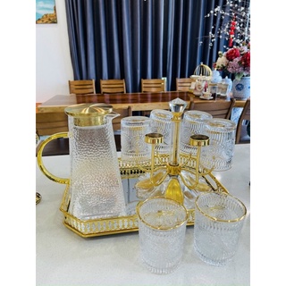 Set 6 cốc + bình thuỷ tinh borosilicate 🌸 sang trọng tinh tế 🌸