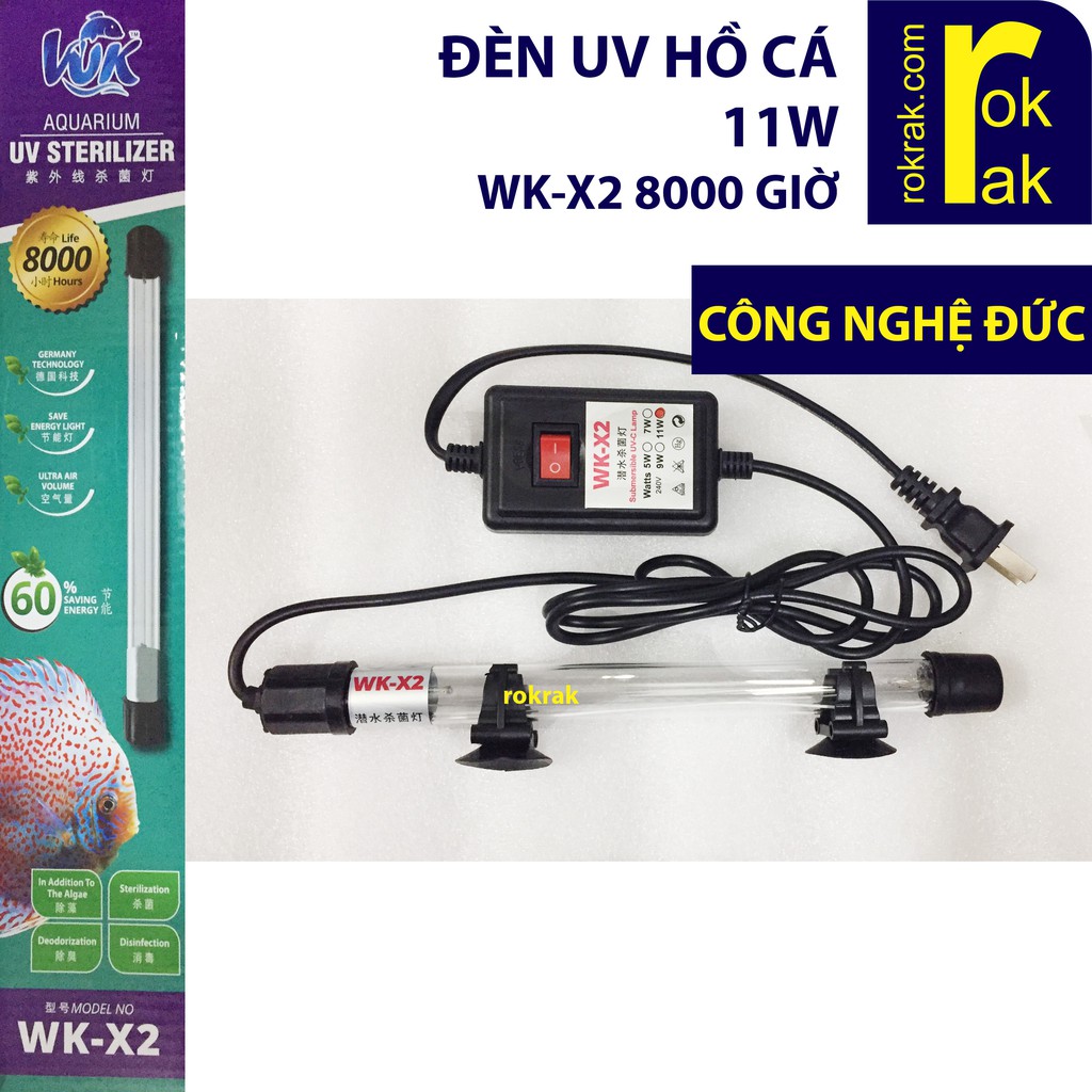 GIÁ SỈ-Đèn UV hồ cá 8000 giờ WKX2 11W diệt tảo khuẩn