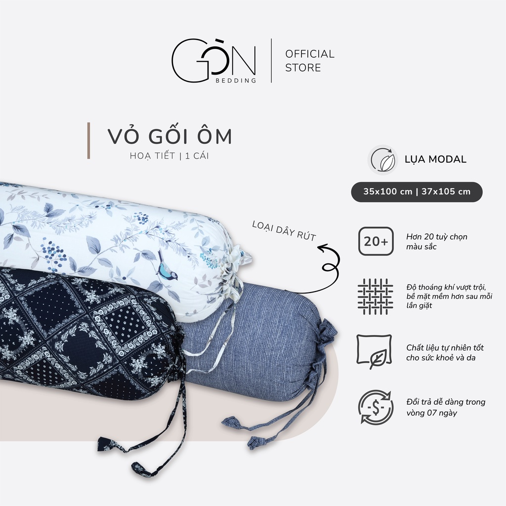 Vỏ Gối Ôm Gòn Bedding Lụa Modal/Cotton Lụa Hàn Quốc Họa Tiết 35X100 cm