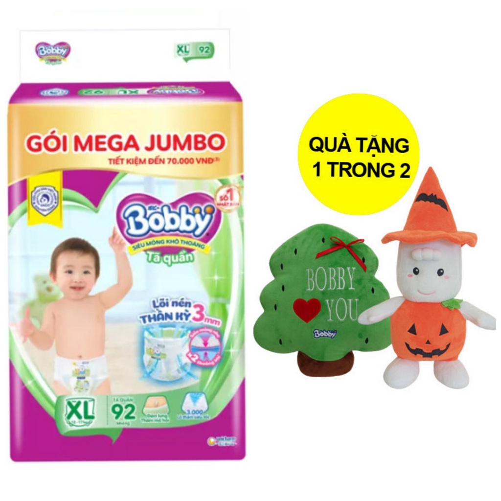 Tã quần Bobby Mega Jumbo : M120-L104-XL92-XXL84