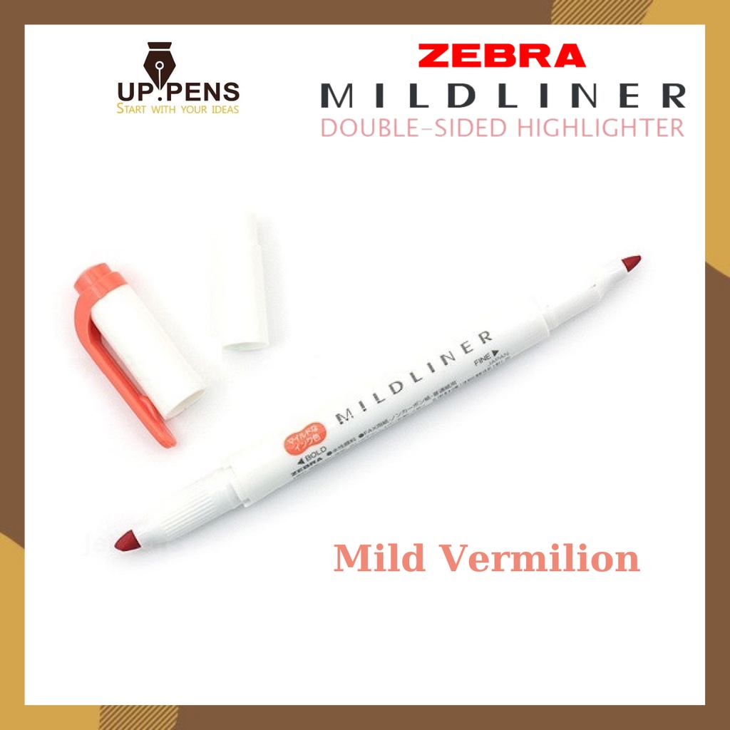 Bút đánh dấu hai đầu Zebra Mildliner Double-Sided Highlighter – Fine/Bold – Màu cam đỏ (Mild Vermilion)