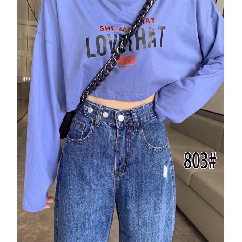 Quần baggy nữ quần bò jeans nữ cạp cao 3 khuy ngang PDShop | BigBuy360 - bigbuy360.vn