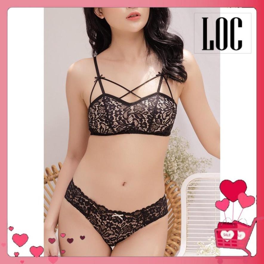 Áo Bra, Áo Lót Không Gọng Cúp Ngang 2V Đen Hoa Sen [Nội Y Cao Cấp]