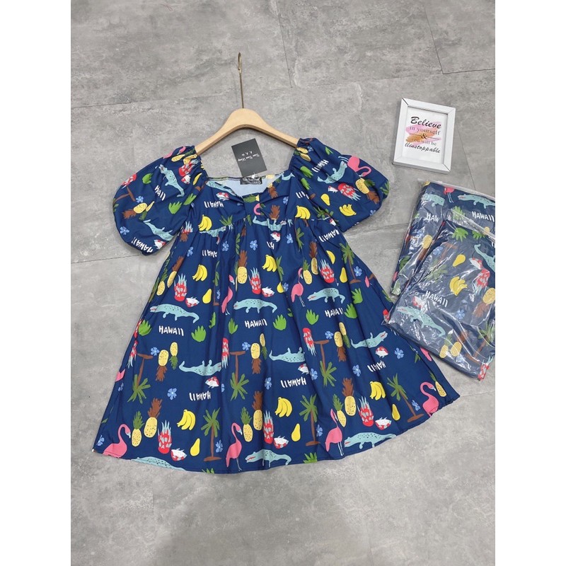 [Siêu Hot] Váy Babydoll Nữ Hoạ Tiết, Đầm Nữ Dáng Xoè Tay Phồng Có Ảnh Thật Kèm Video | BigBuy360 - bigbuy360.vn