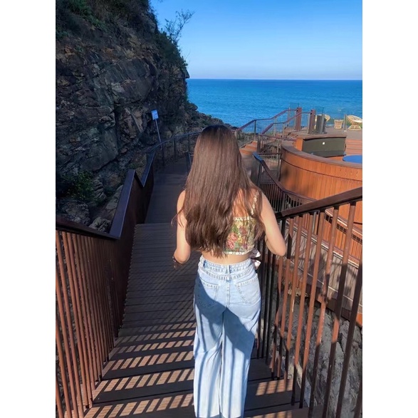 Áo hai dây hoa retro Pháp, corset vintage QC siêu đẹp