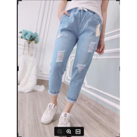 QUẦN BAGGY JEAN LƯNG THUN RÁCH CAO CẤP CHÂN BO SHOP PHƯƠNG CHÂU . ! '