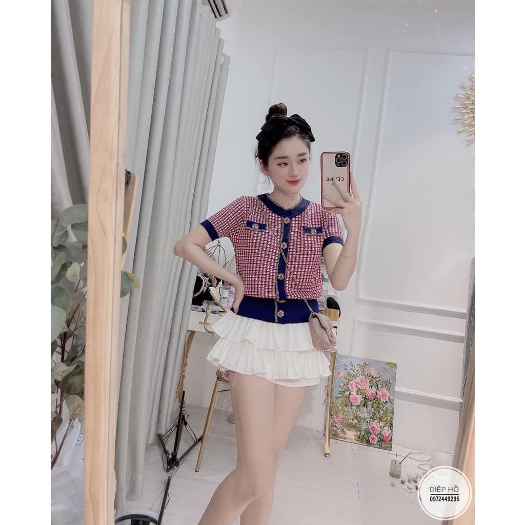 Áo len nhũ Kẻ 2 màu cúc hoa mã 023 (kèm ảnh thật,video) | BigBuy360 - bigbuy360.vn