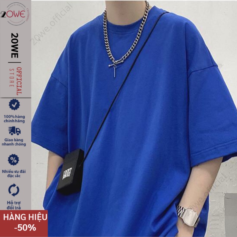 Áo thun Unisex 20We Basic Tee phông trơn nam nữ RP_01 tay lỡ oversize form rộng 4 màu