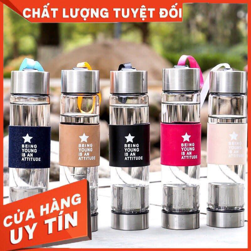 Bình thủy tinh 2 đáy chịu nhiệt có lọc trà 450ml