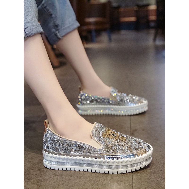 Giày bata slip on ulzzang đính đá lấp lánh