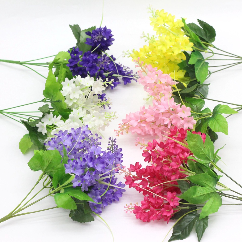 Hoa violet nhân tạo chia 5 nhánh trang trí nhà ở