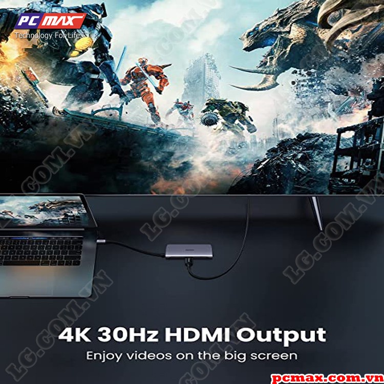 Cáp Hub Type C 7 trong 1 HDMI, RJ45 , USB 3.0 cho Macbook Pro Air, Dell XPS 15 Ugreen 50852 - Hàng Chính hãng