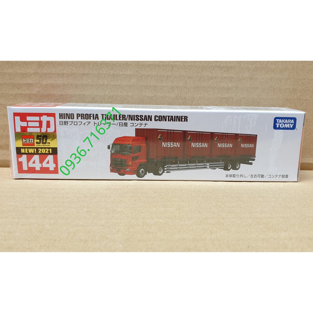 Mô hình xe tải chở hàng  to mica Nhật Bản Hino Profia Trailer Nissan CONTAINER No144