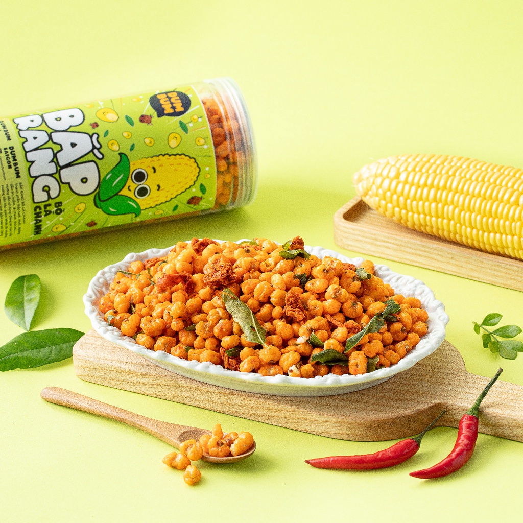 Ngô sấy giòn bò khô lá chanh DumBum đồ ăn vặt Hà Nội 350g