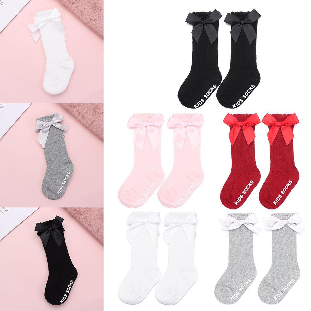 1 Đôi Vớ Công Chúa Bằng Cotton Không Trượt Viền Ren Thắt Nơ Cho Bé Gái Sơ Sinh