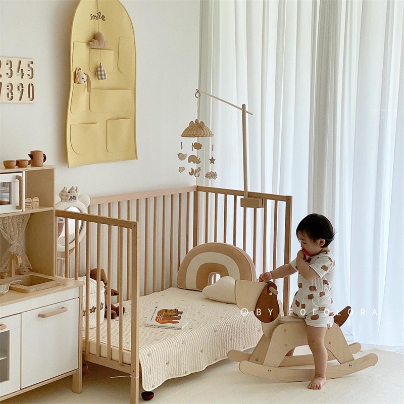 Bộ treo nôi cũi Hàn Quốc hình Chuông gió Gấu trúc bằng mây cho bé