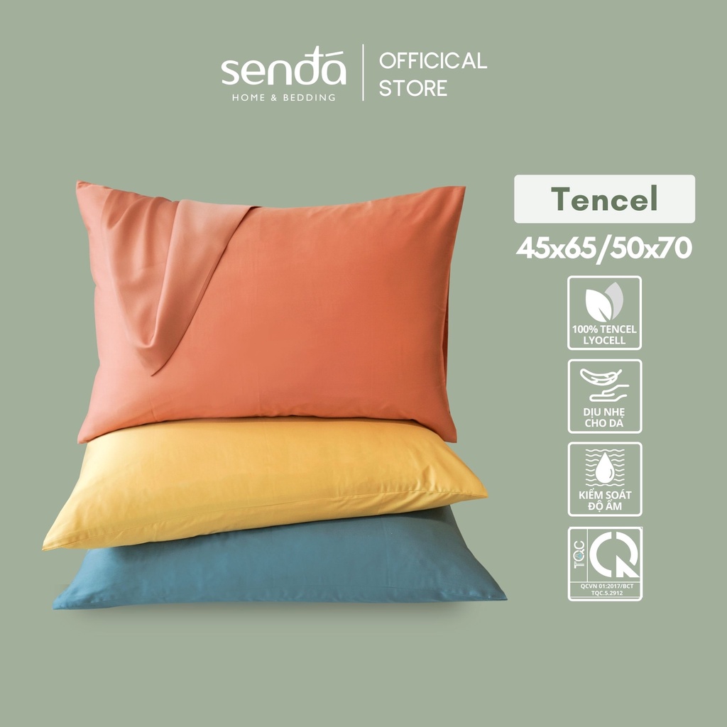 Vỏ gối lụa Tencel 50x70 45x65 48x74 cm Sen Đá Home Bedding cao cấp trơn màu, áo, bao gối nằm 100% Lyocell 60s