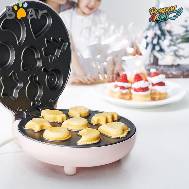 Máy nướng bánh hình thú BEAR DGJ-A06E1 màu hồng/xanh , chống dính bảo hành 12 tháng