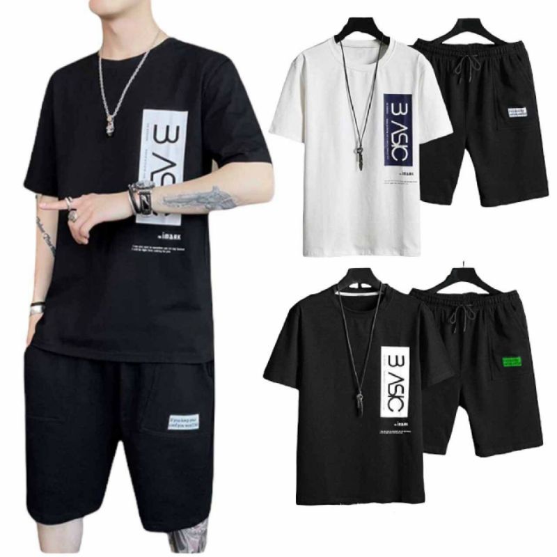 Set quần áo thể thao nam, Bộ thun hè nam, bộ đồ nam thun mè thoáng mát