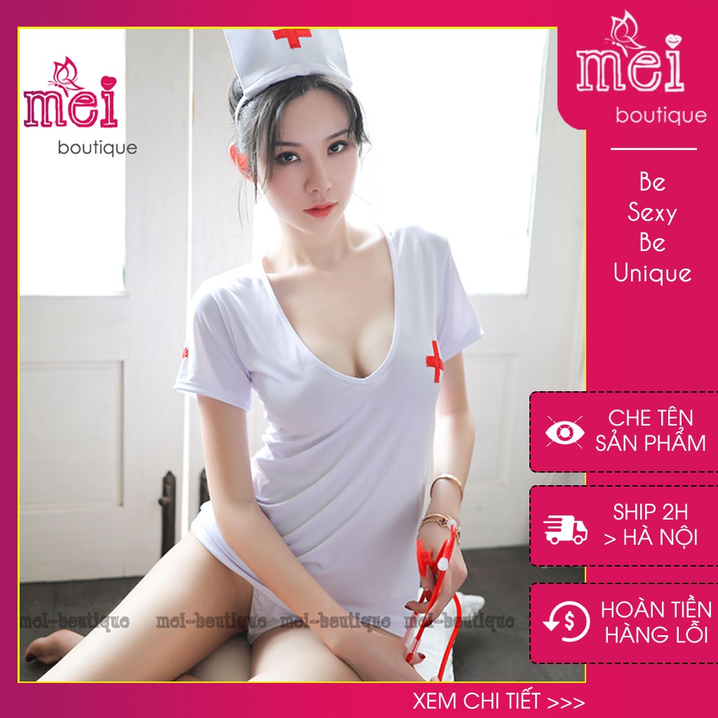 Set đồ ngủ sexy Cosplay cô y tá gợi cảm Váy hở lưng quyến rũ - Tặng kèm đội đầu | BigBuy360 - bigbuy360.vn