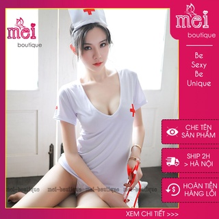 Set đồ ngủ sexy Cosplay cô y tá gợi cảm Váy hở lưng quyến rũ - Tặng kèm đội đầu