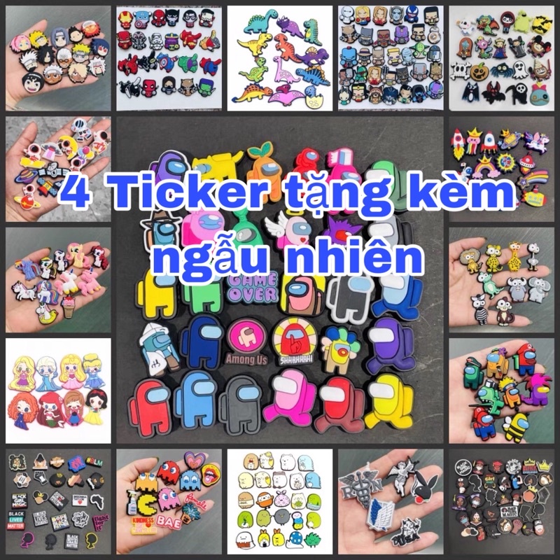 Dép sục Cross mùa hè họa tiết hoạt hình siêu mềm, siêu nhẹ chống trơn trượt, tặng kèm thêm 4 Ticker gắn dép.