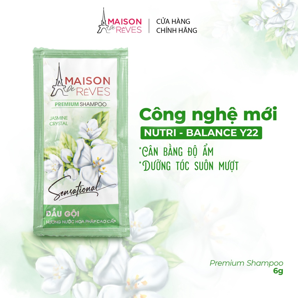 Gội hương nước hoa Pháp cao cấp Maison De Rêves hoa Lài pha lê, suôn mượt, ngừa gãy rụng 6g