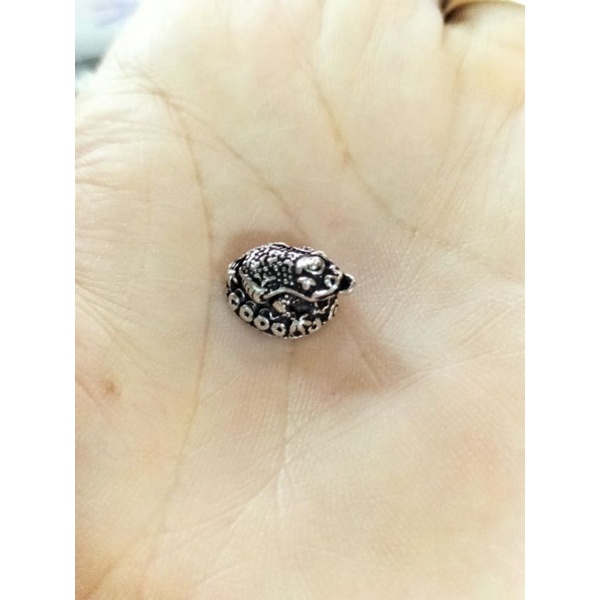 Charm thiềm từ tài lộc bạc s925 size 9*10mm mic vòng vĩnh viễn bảo hành bạc