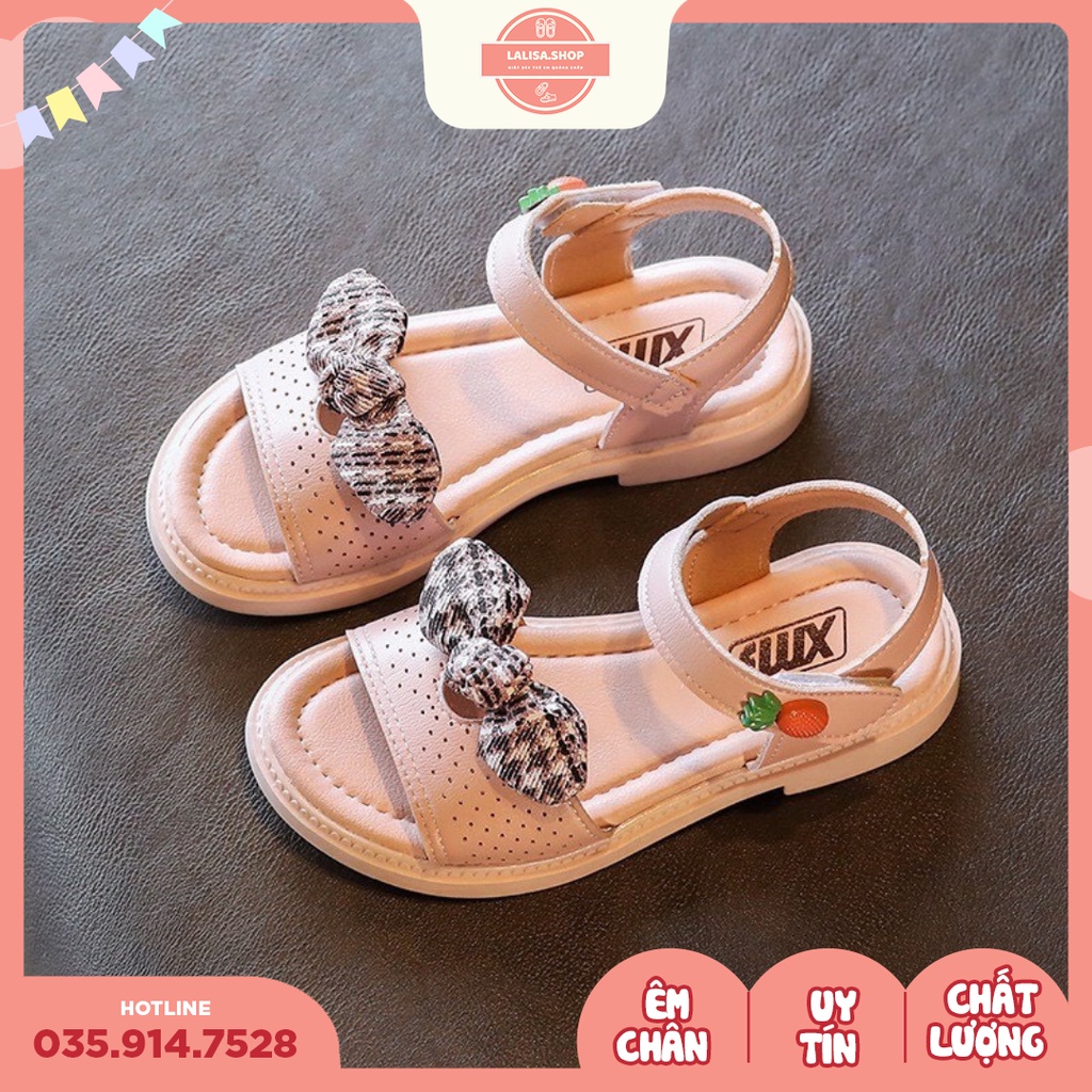 [Hàng chính hãng] SANDAL NƠ KẺ HỒNG BÉ GÁI, Thời Trang Phong Cách LALISA, Size từ 26 - 30, A214