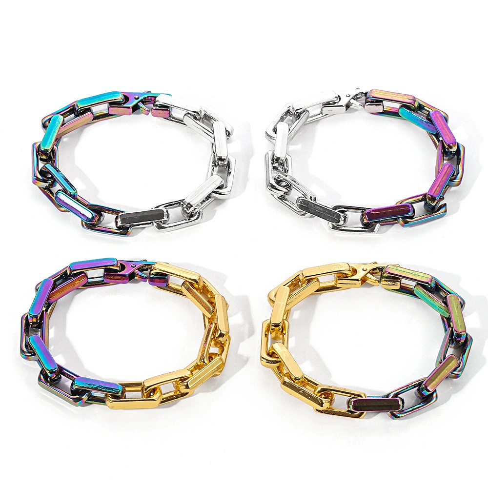 Hip Hop Vuông Cuba Dây Xích Vòng Tay Đường Phố Khâu Cuba Nhiều Màu Sắc Vòng Tay