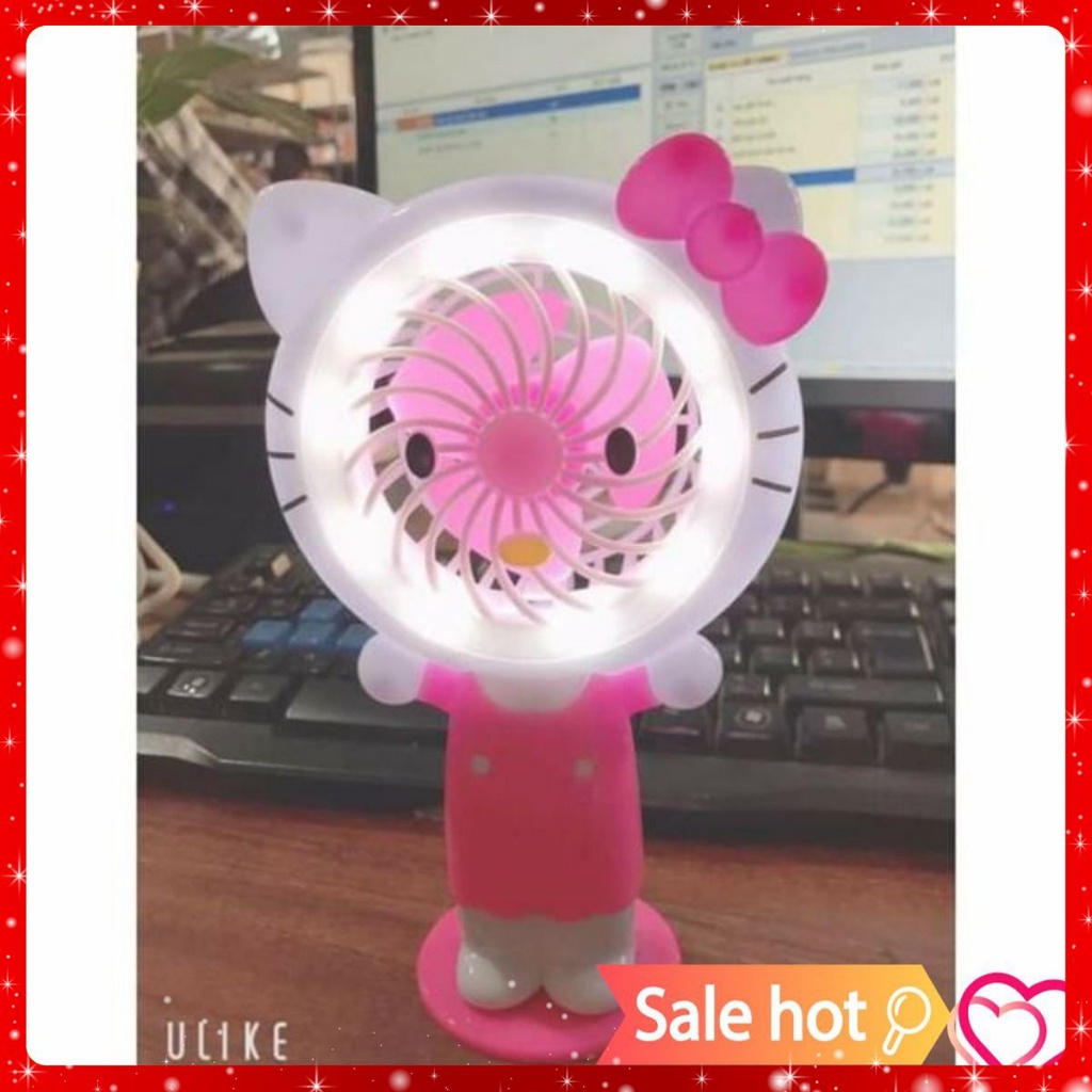 QUẠT MINI CẦM TAY DOREMON VÀ KITTY