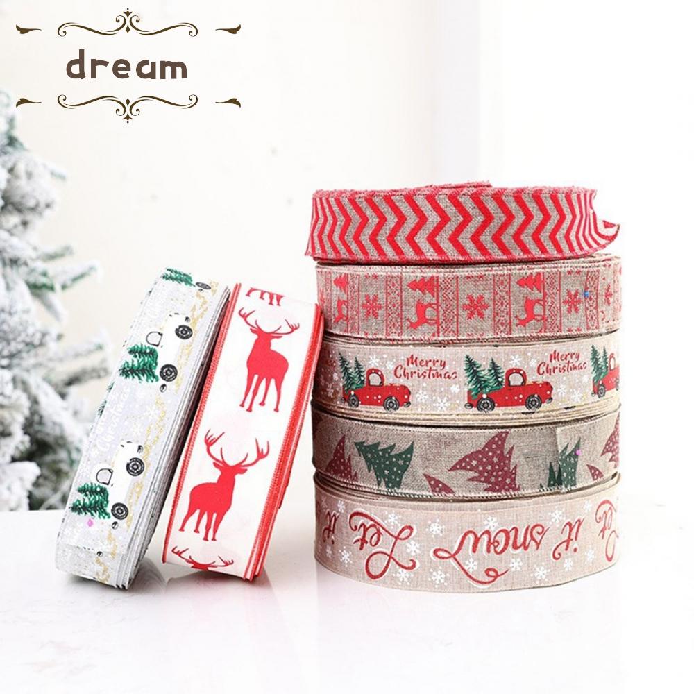 【DREAMLIFE】2M/Roll Christmas Ribbon Linen Snowflake Xmas Tree Decor DIY Sewing Fabric / /
